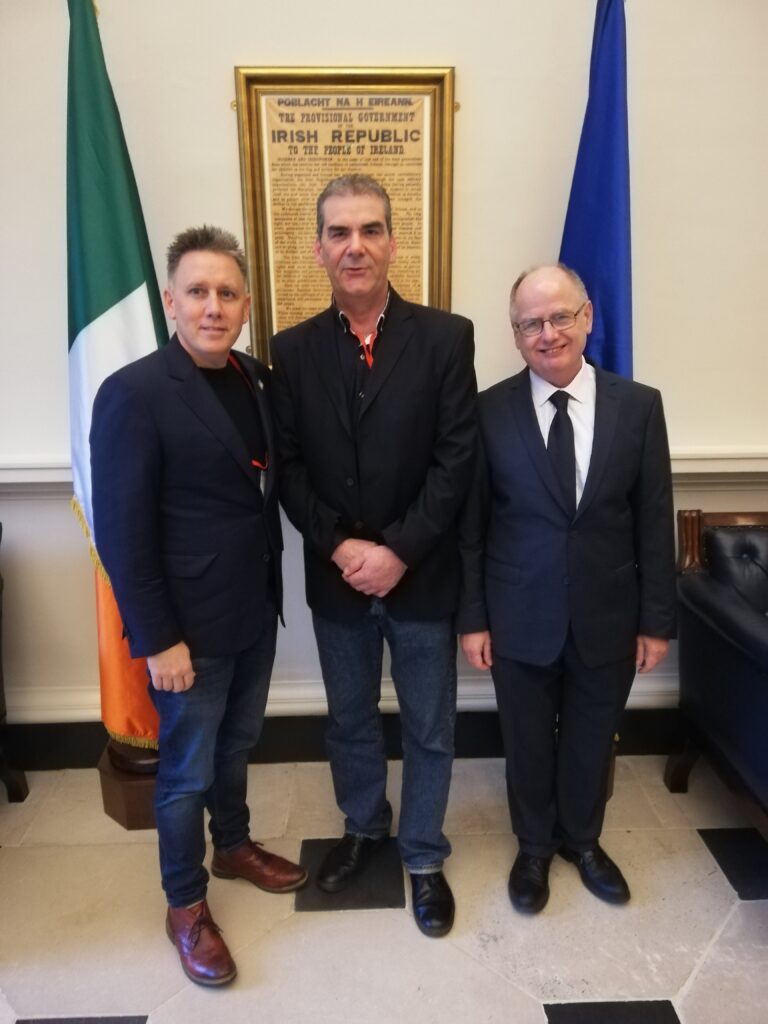 Joe at Dail Eireann with Paul McCormack, Paul O’Rahilly.